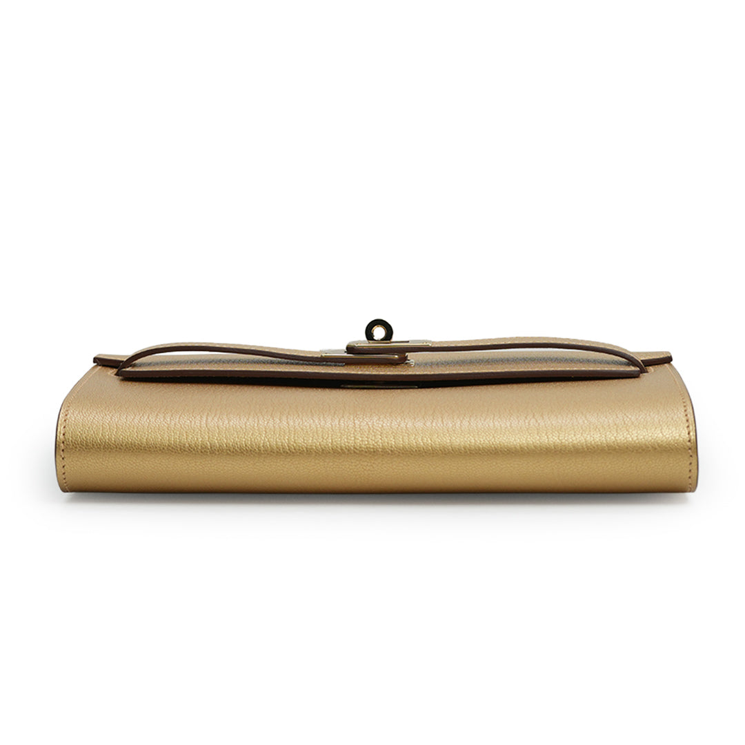 Kelly To Go Wallet Chèvre CHamkilight Doré Permabrass Hardware