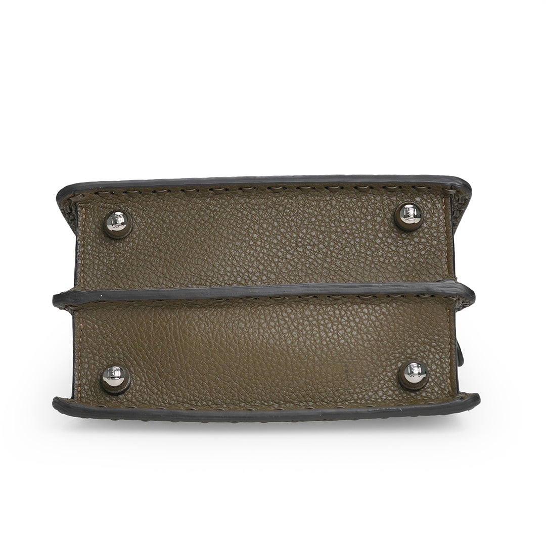 Peekaboo Selleria Petite Bag Grained Calfskin Dark Olive