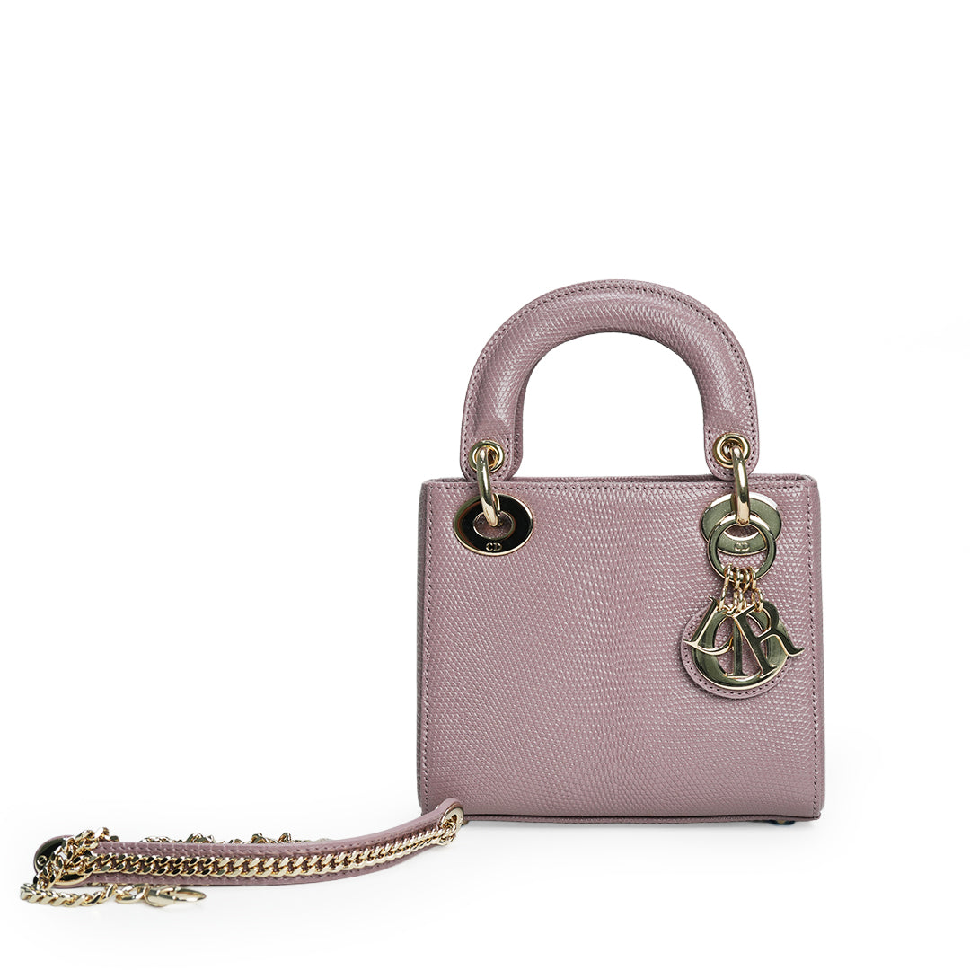 Lady Dior Mini Lizard Leather Lilac
