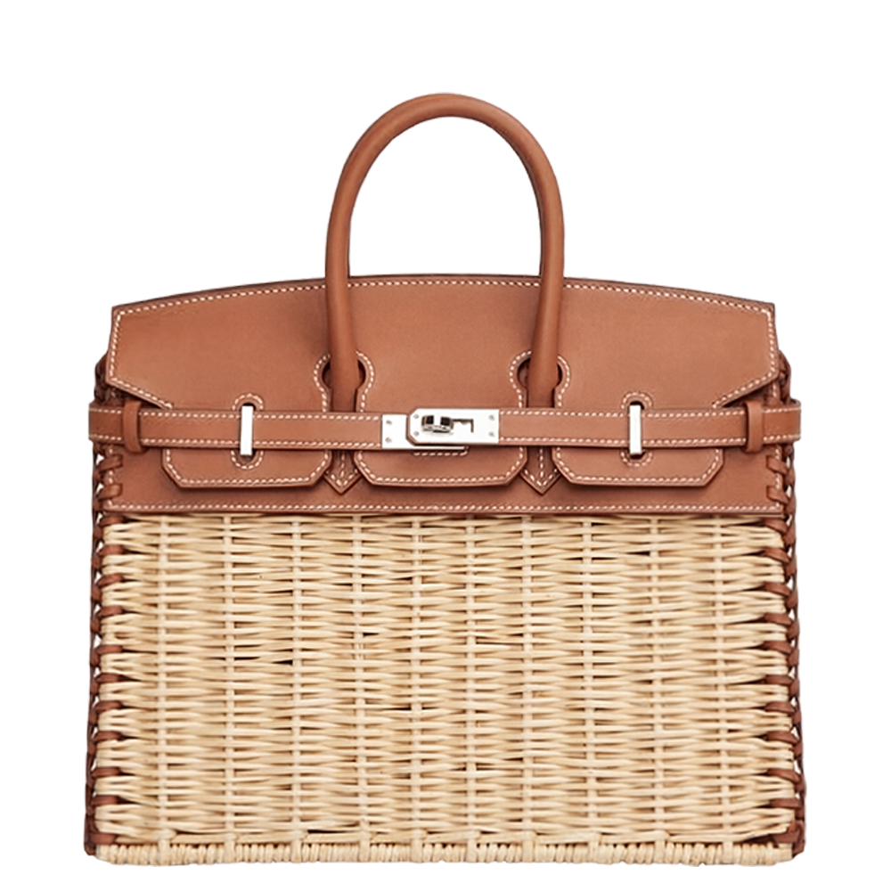 Birkin 25 Picnic Gold in Swift Leather, Osier Wicker Palladium Hardware Stamp B 2023