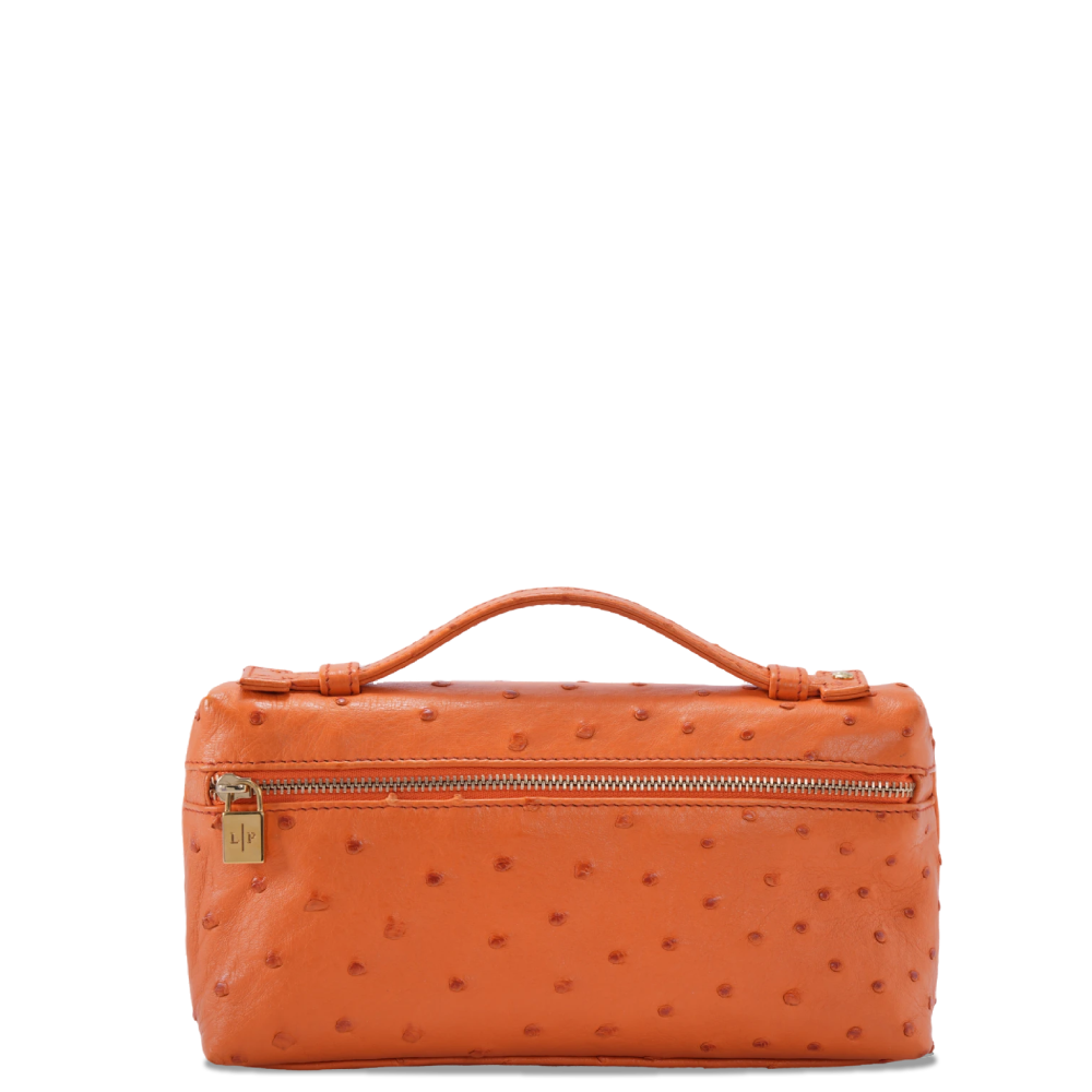 Orange L19 Ostrich Leather Clutch