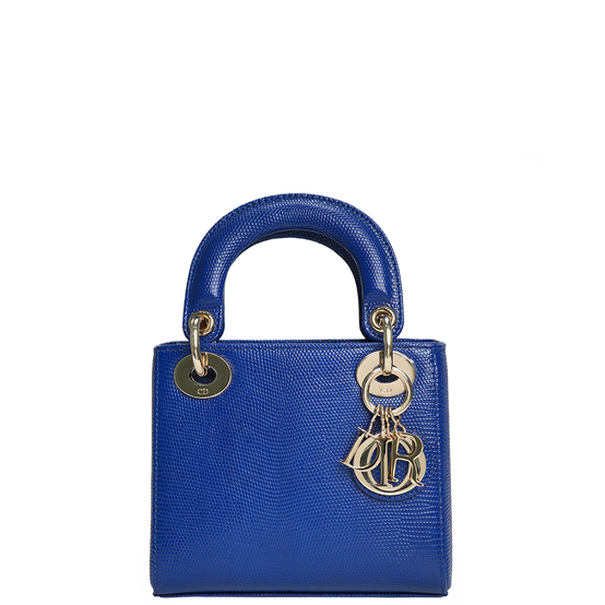 Lady Dior Mini Bag Blue Lizard Leather