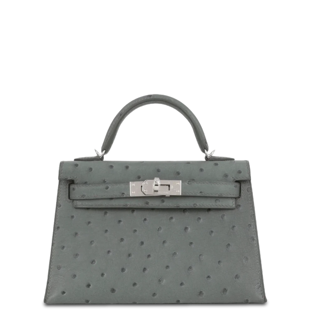 Mini Kelly Ostrich Vert Amande Palladium Hardware Stamp G 2026