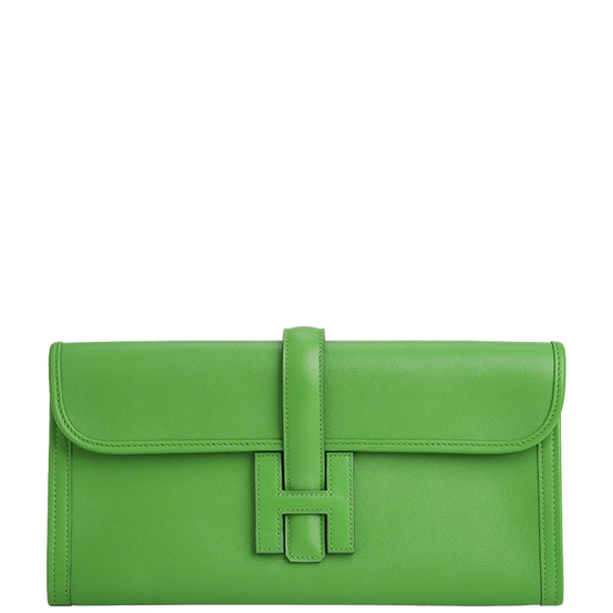 Pochette Jige Elan 29 Veau Swift Vert Yucca