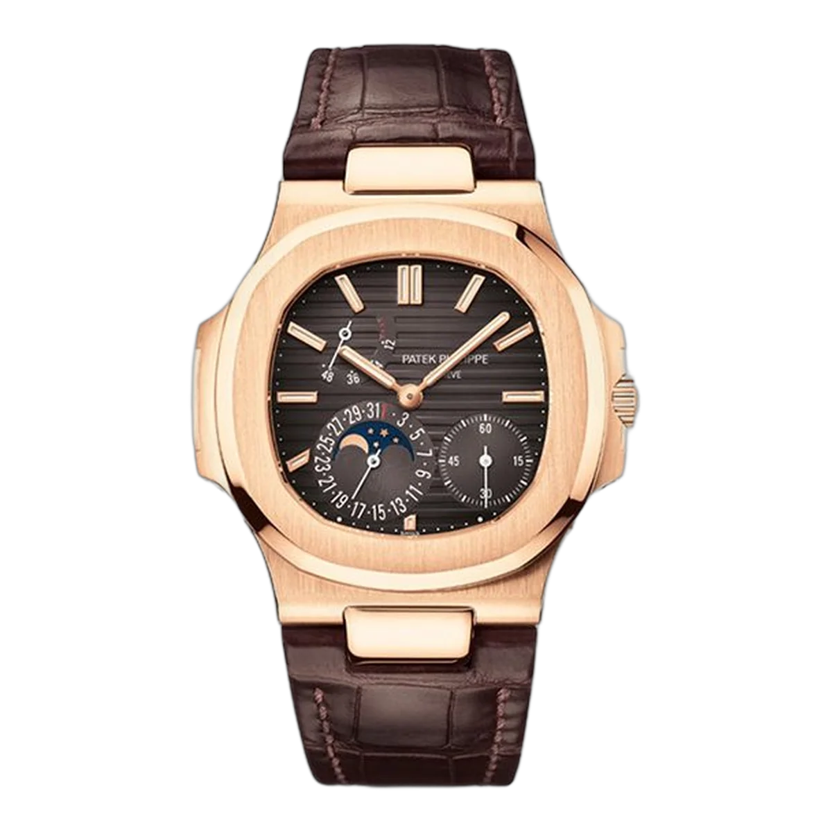 Nautilus Moon Phases Power Reserve Rose Gold Chocolate Dial