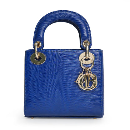 Lady Dior Mini Bag Blue Lizard Leather