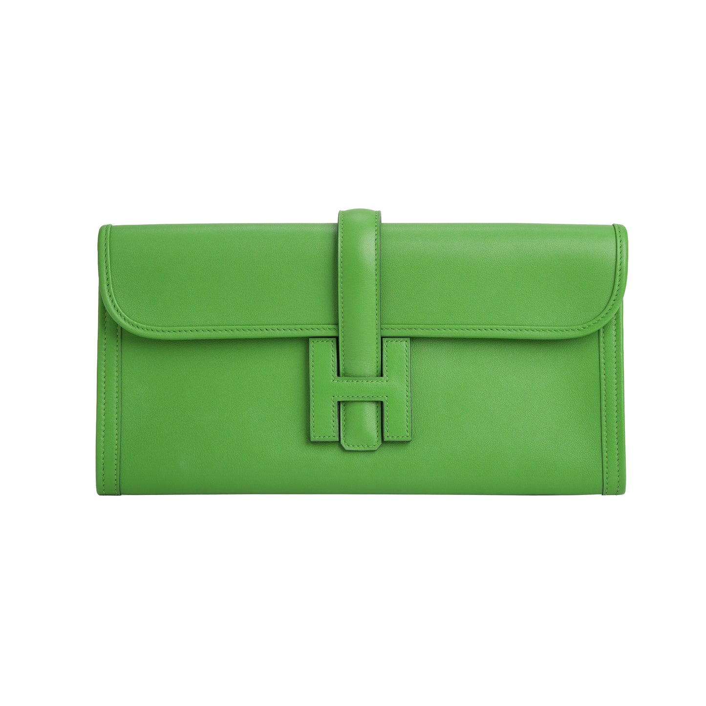 Pochette Jige Elan 29 Veau Swift Vert Yucca