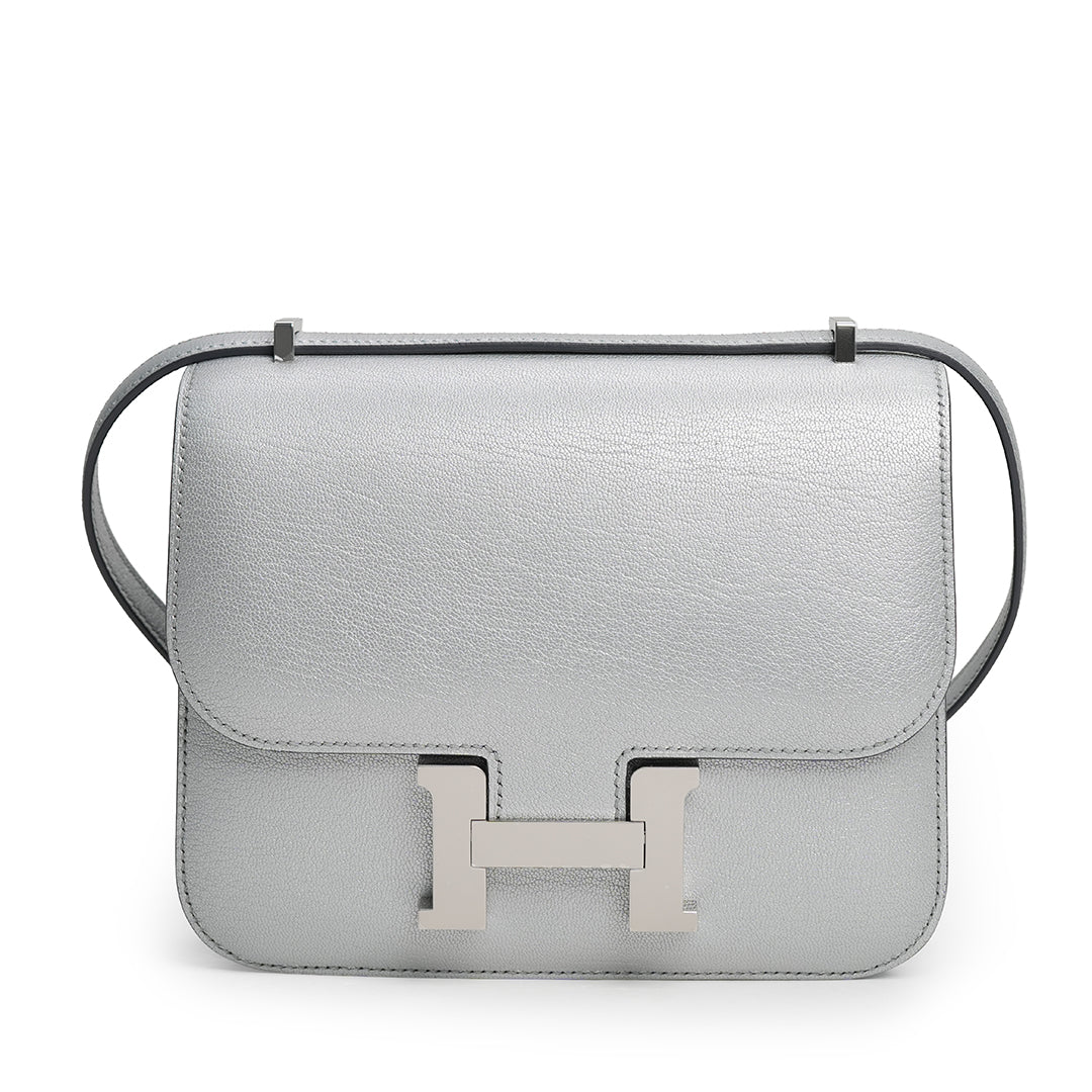 Constance 18 Mini Mirror Chèvre CHamkilight Argent Palladium Hardware Stamp K 2025