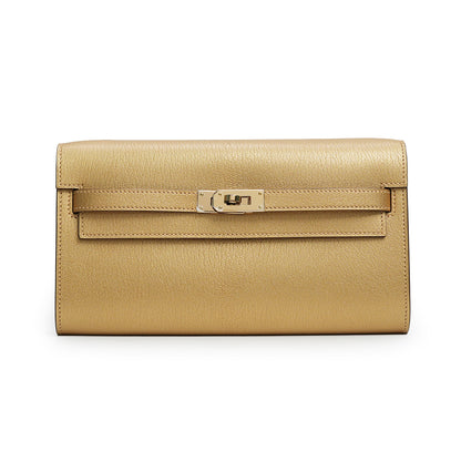 Kelly To Go Wallet Chèvre CHamkilight Doré Permabrass Hardware