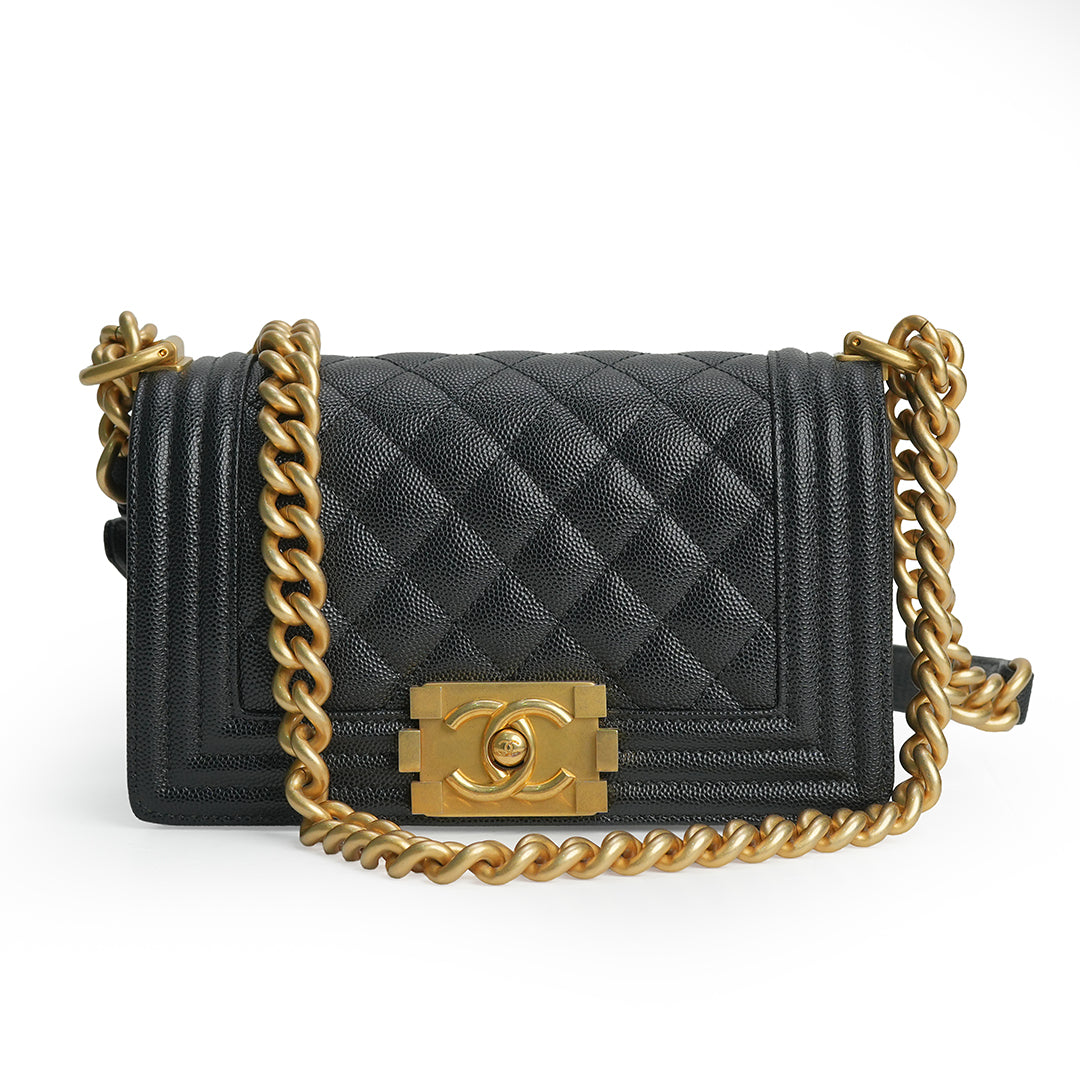 Boy Bag Mini Black Caviar Leather