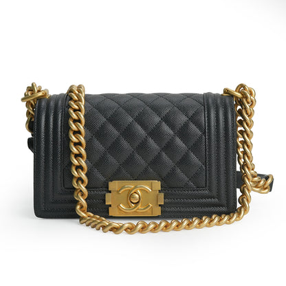 Boy Bag Mini Black Caviar Leather