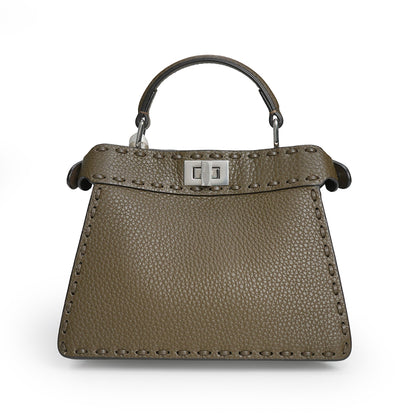 Peekaboo Selleria Petite Bag Grained Calfskin Dark Olive