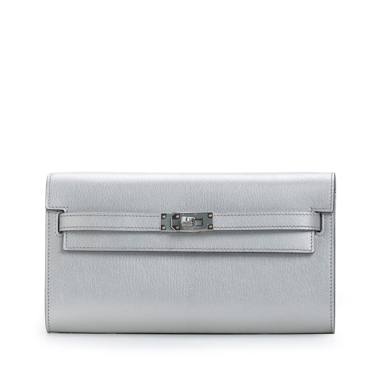 Kelly To Go Wallet Chèvre CHamkilight Argent Permabrass Hardware