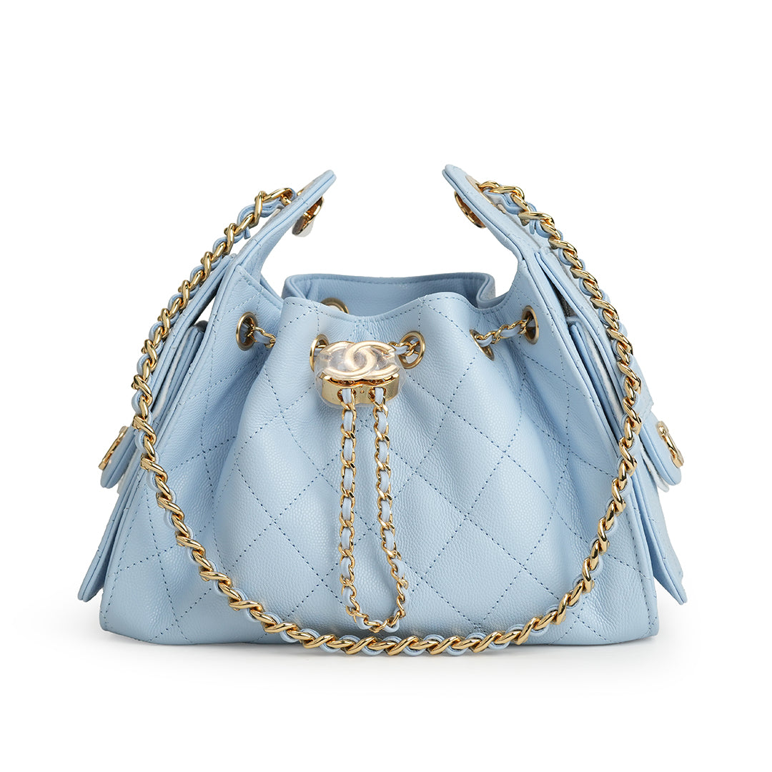 Chanel 25 Mini Caviar Leather Sky Blue