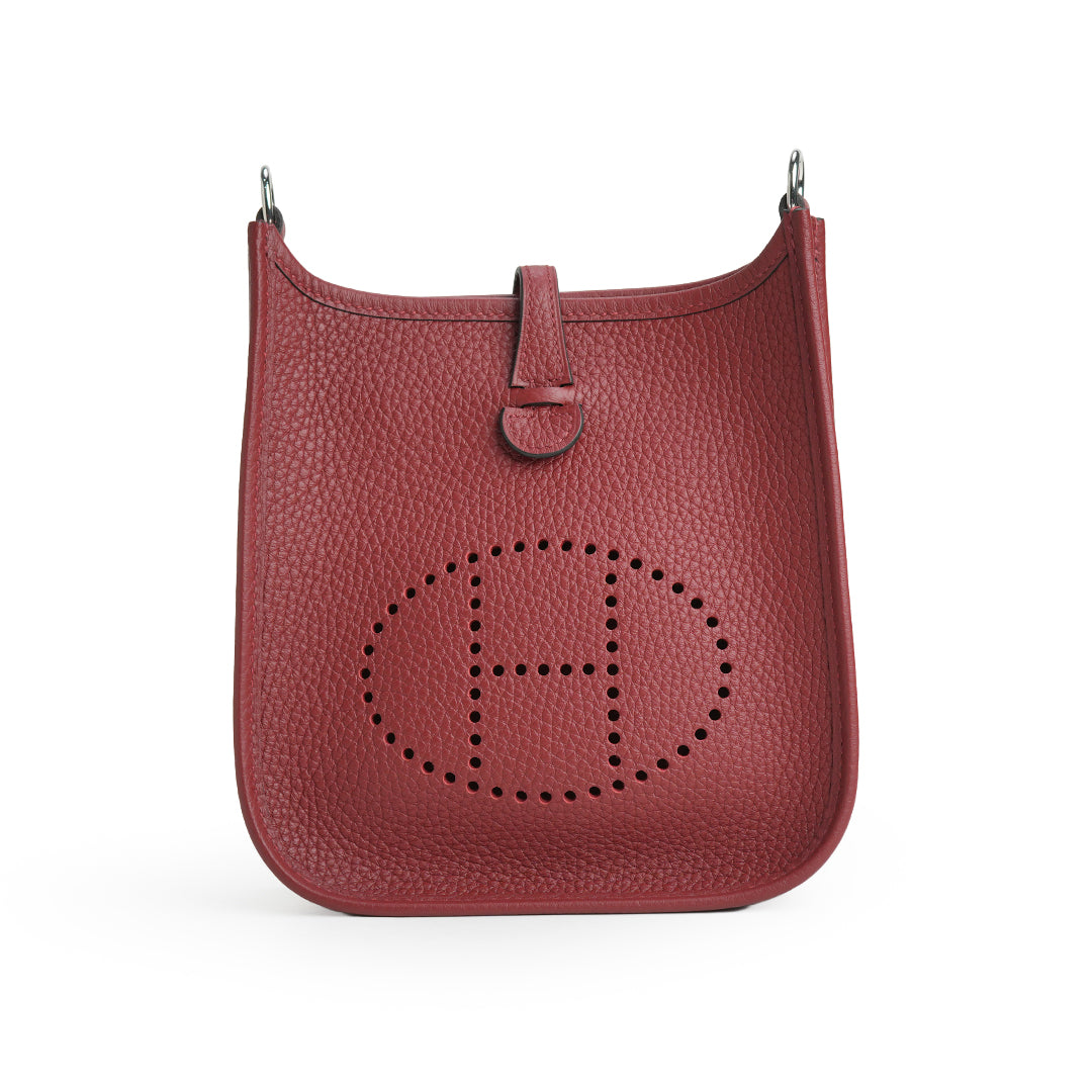 Mini Evelyn Rouge H Taurillon Clemence Palladium Hardware