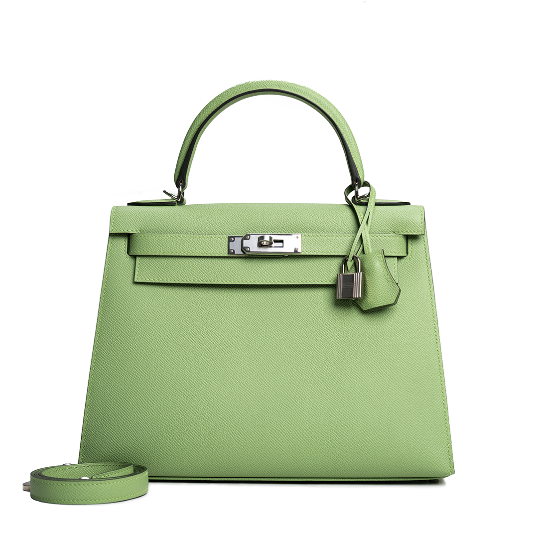 Kelly 28 Sellier Epsom Vert Criquet Palladium Hardware Stamp Z 2021