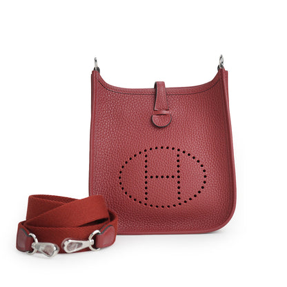 Mini Evelyn Rouge H Taurillon Clemence Palladium Hardware
