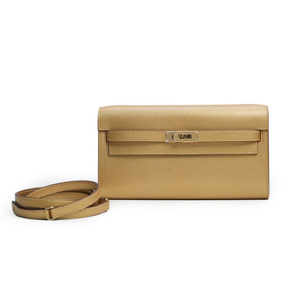 Kelly To Go Wallet Chèvre CHamkilight Doré Permabrass Hardware
