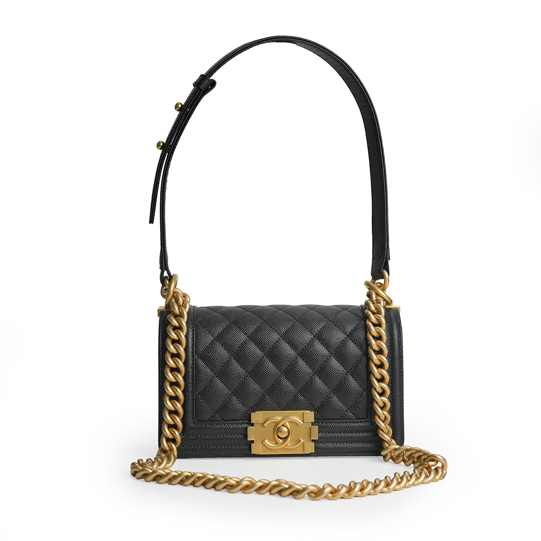 Boy Bag Mini Black Caviar Leather