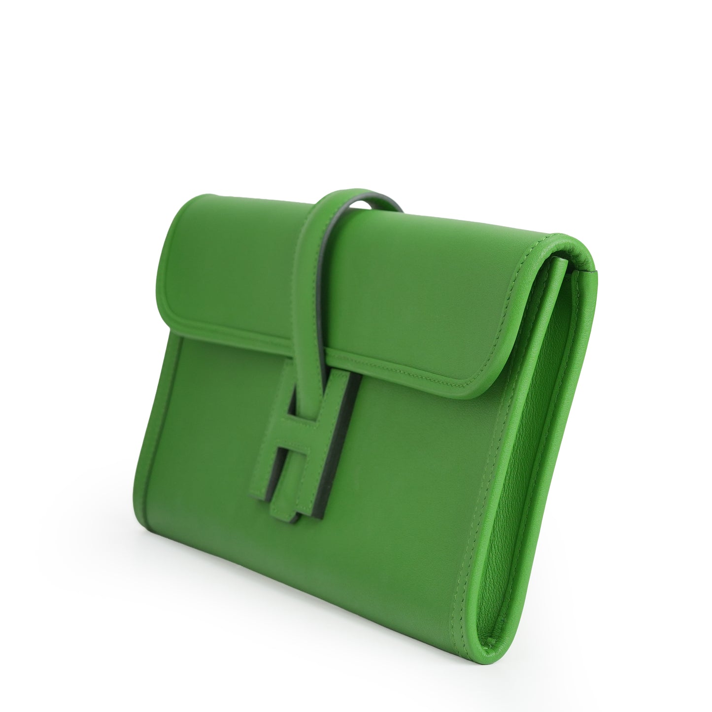 Pochette Jige Elan 29 Veau Swift Vert Yucca