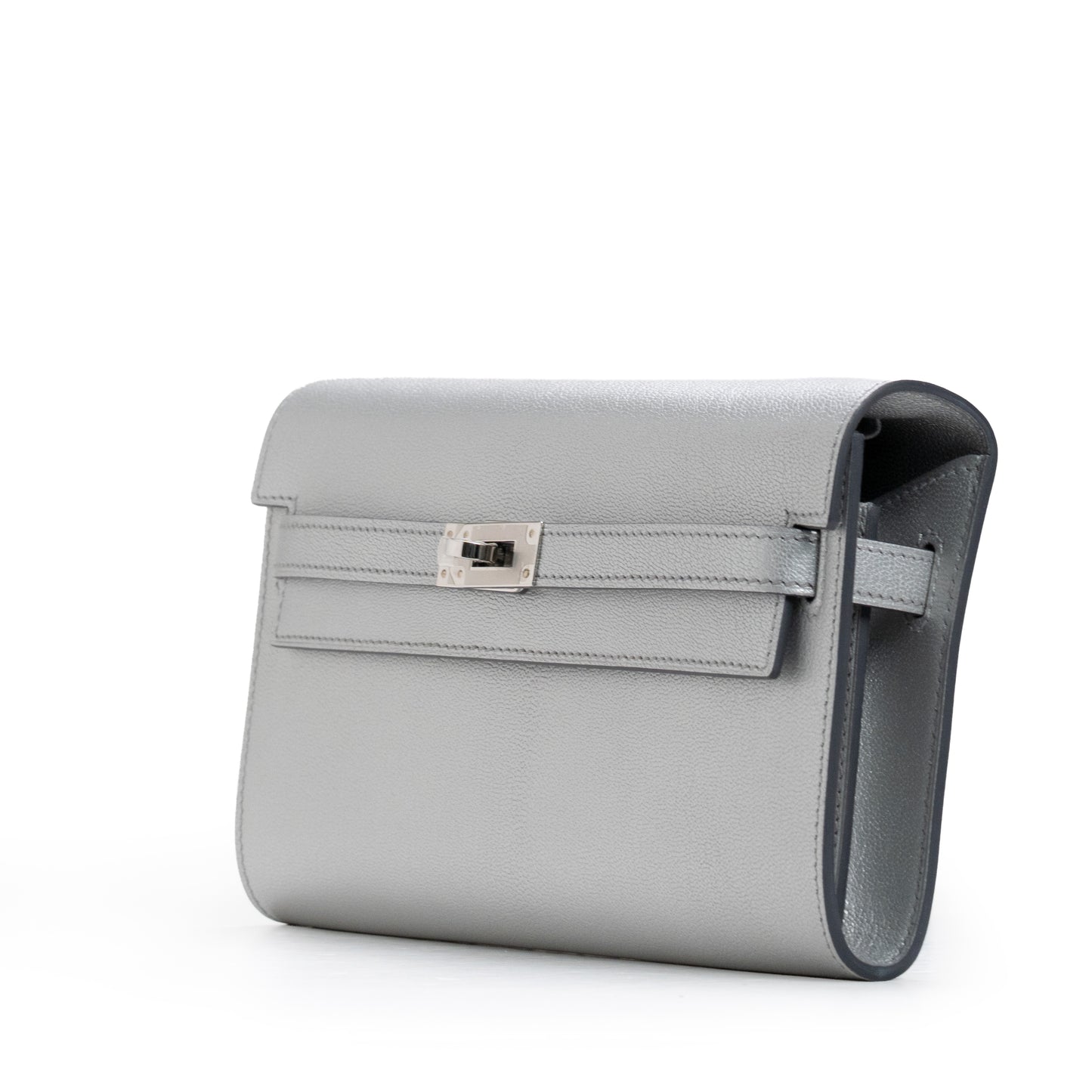 Kelly To Go Wallet Chèvre CHamkilight Argent Permabrass Hardware