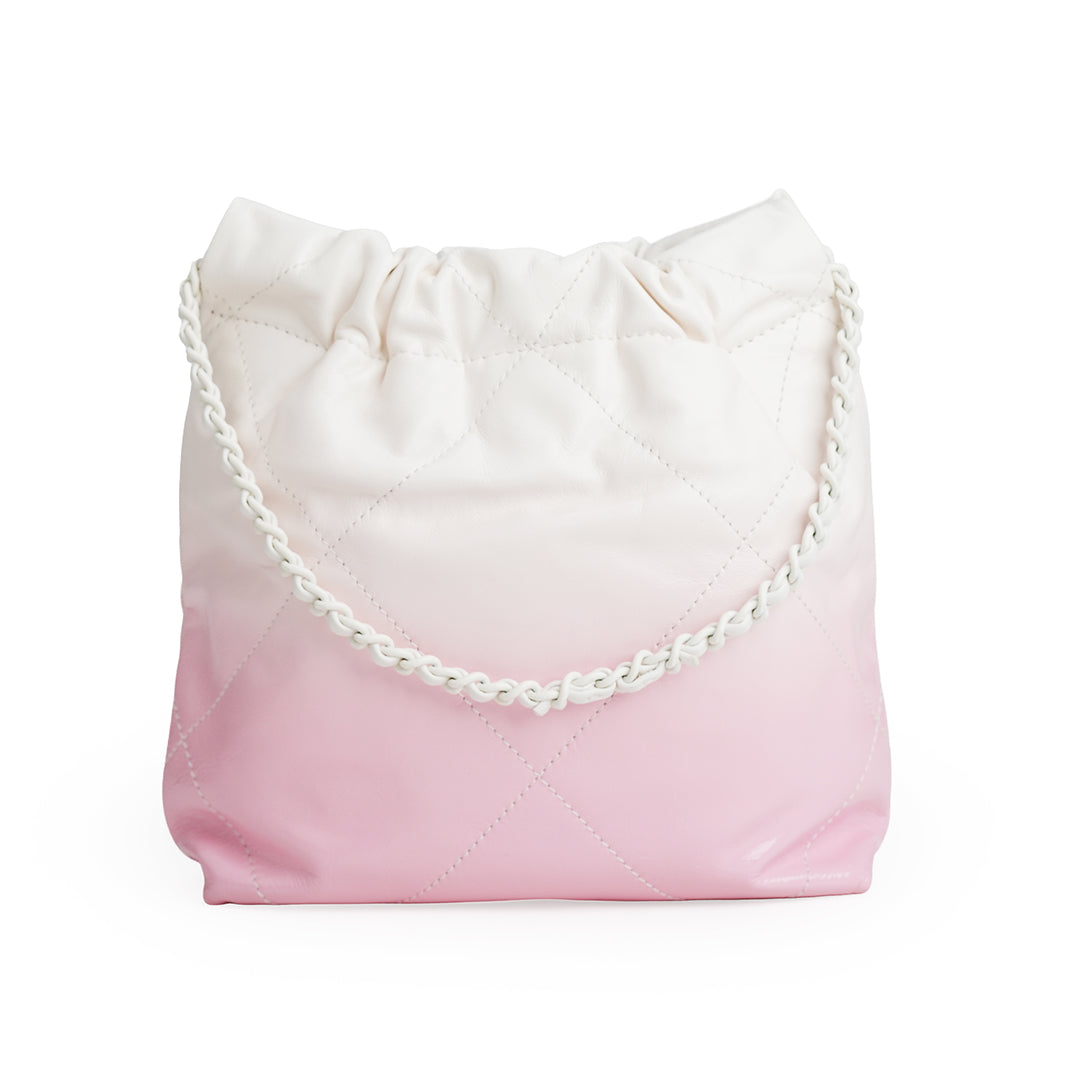 Chanel Mini 22 Bag Pink and White Ombre Calfskin White Hardware
