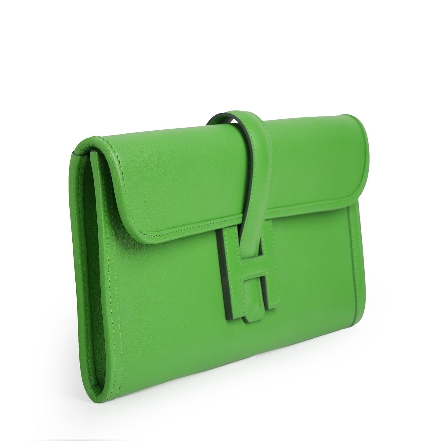 Pochette Jige Elan 29 Veau Swift Vert Yucca