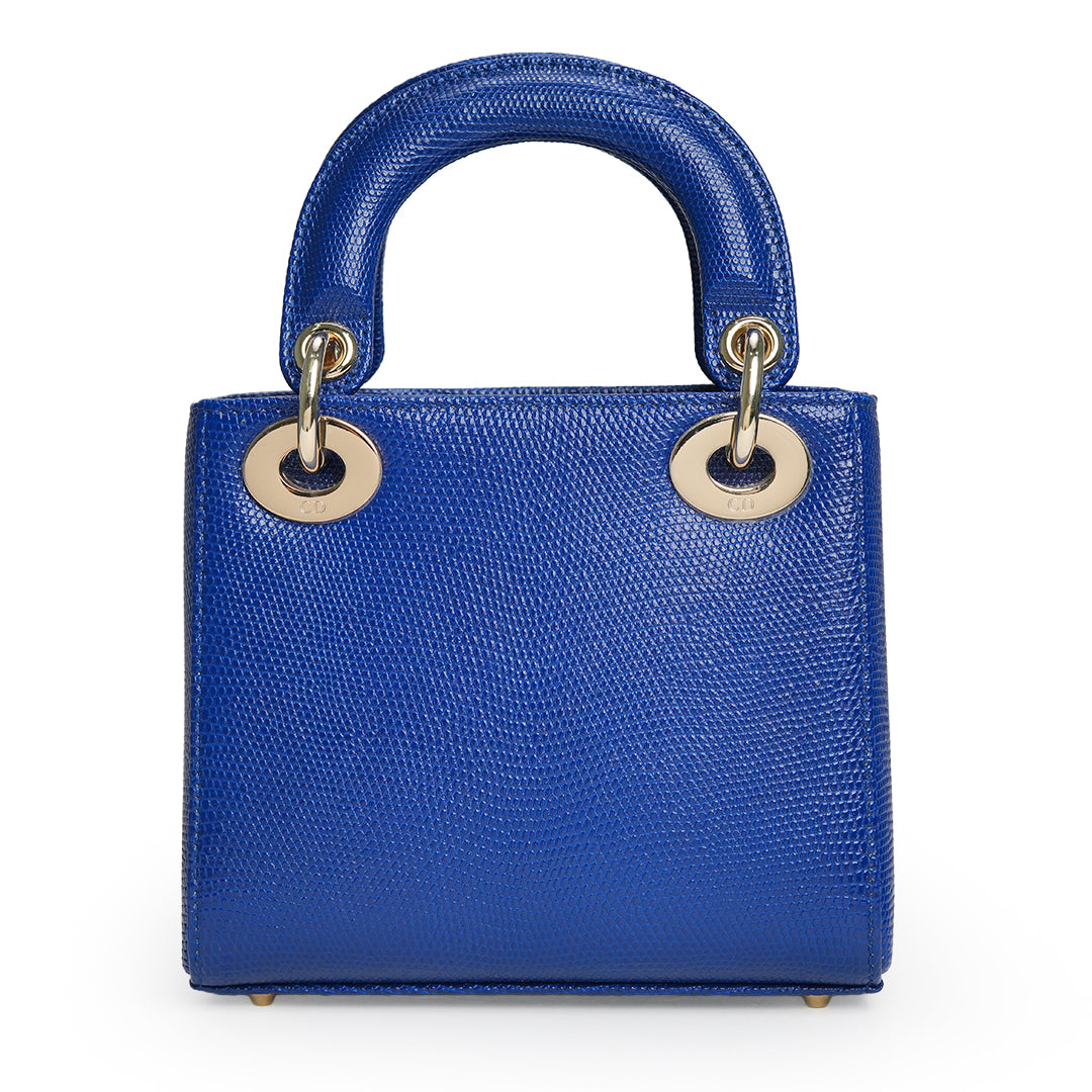 Lady Dior Mini Bag Blue Lizard Leather