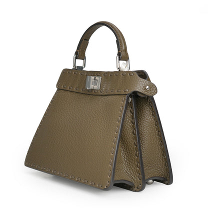 Peekaboo Selleria Petite Bag Grained Calfskin Dark Olive