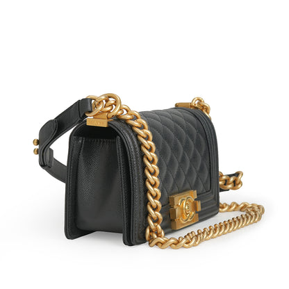 Boy Bag Mini Black Caviar Leather