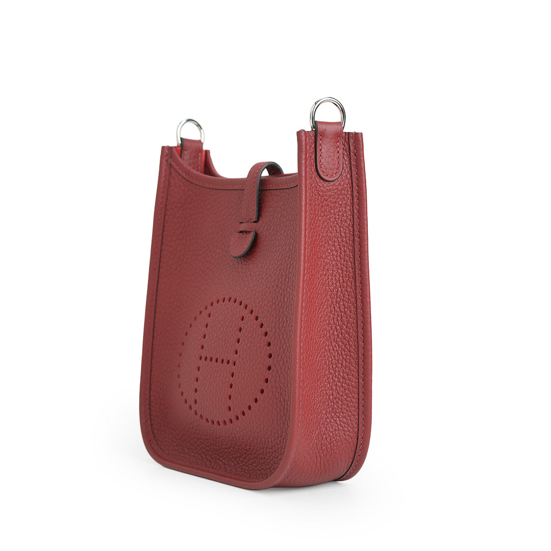 Mini Evelyn Rouge H Taurillon Clemence Palladium Hardware