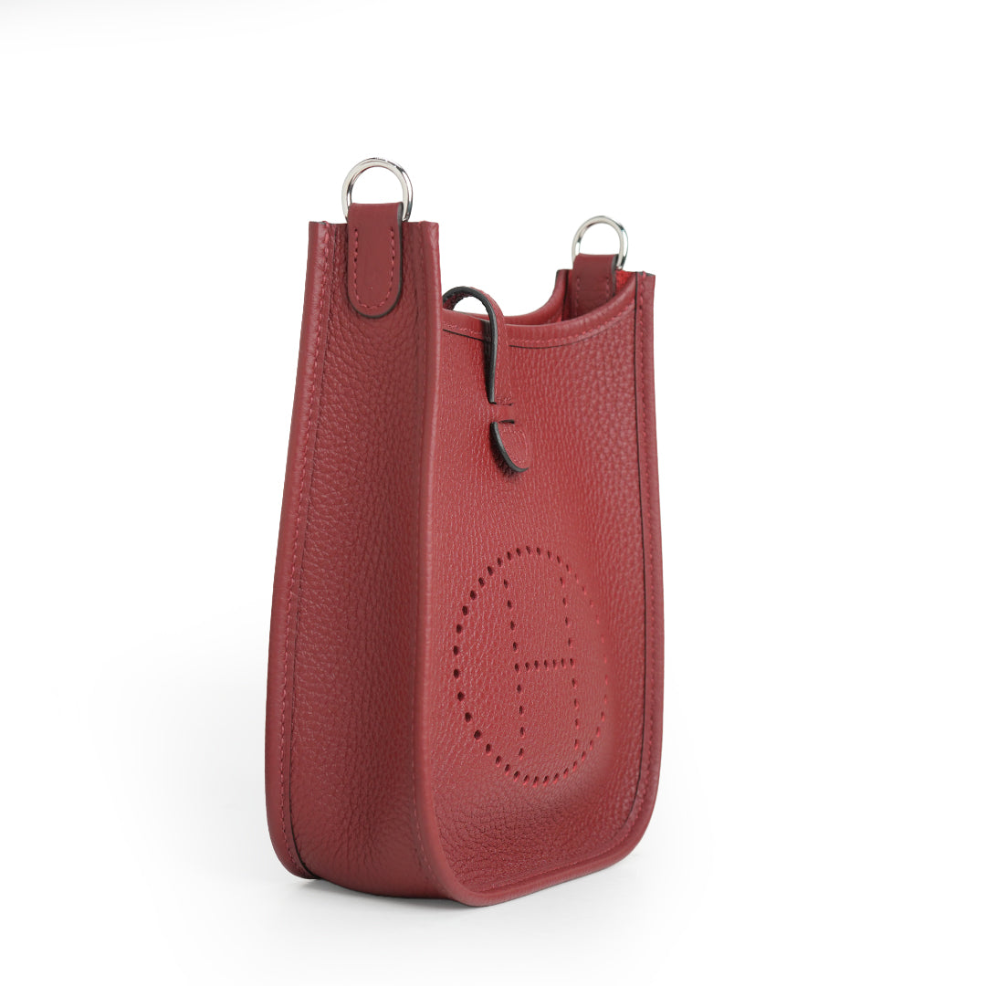 Mini Evelyn Rouge H Taurillon Clemence Palladium Hardware