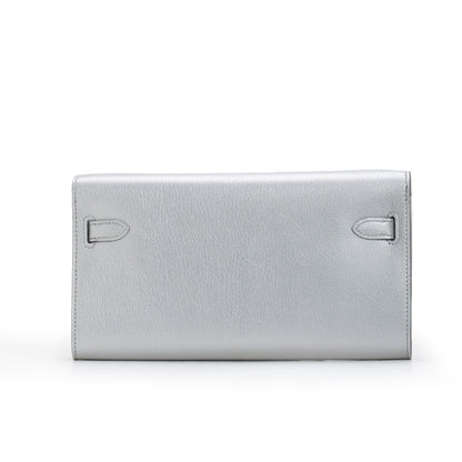 Kelly To Go Wallet Chèvre CHamkilight Argent Permabrass Hardware