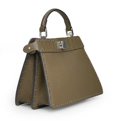 Peekaboo Selleria Petite Bag Grained Calfskin Dark Olive
