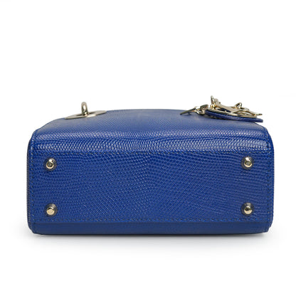 Lady Dior Mini Bag Blue Lizard Leather