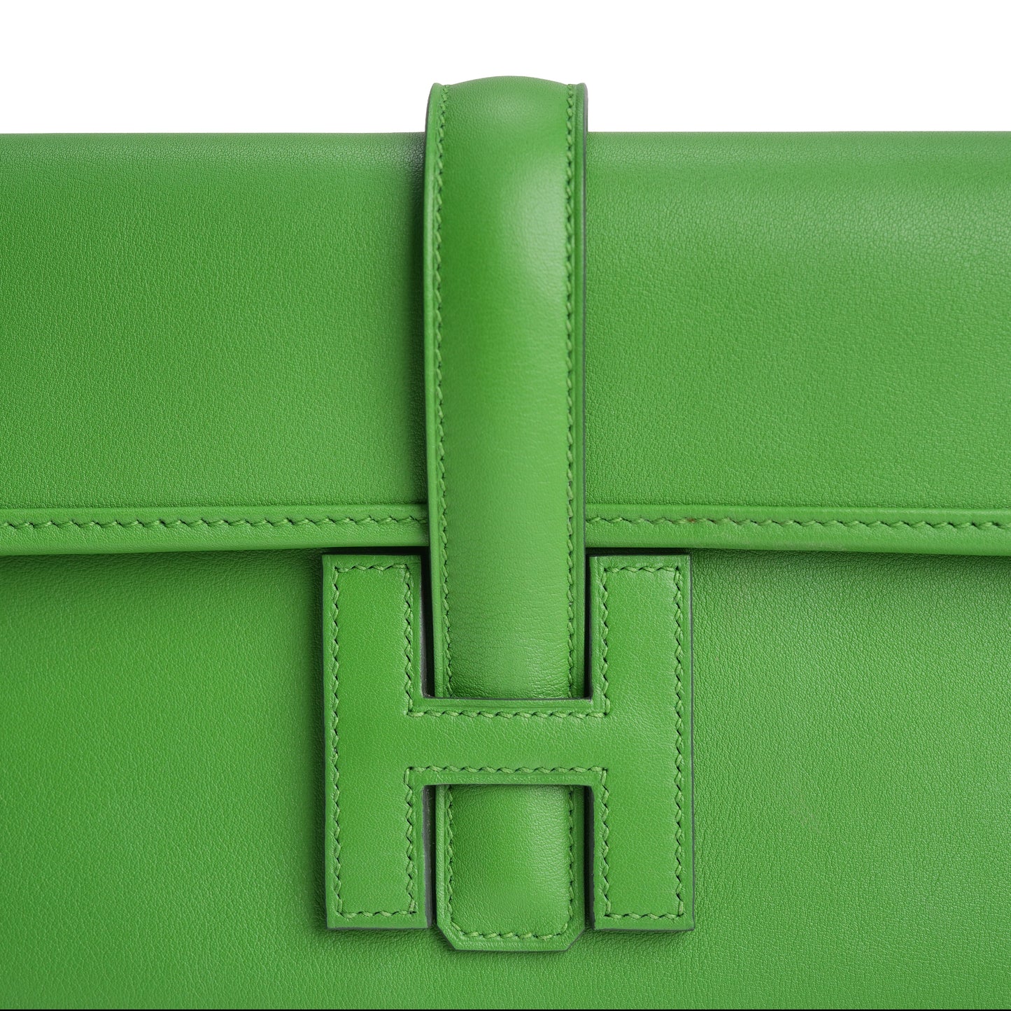 Pochette Jige Elan 29 Veau Swift Vert Yucca