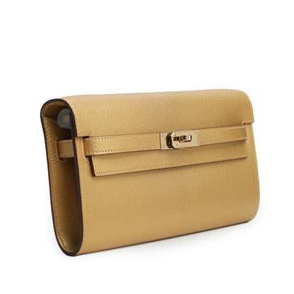 Kelly To Go Wallet Chèvre CHamkilight Doré Permabrass Hardware