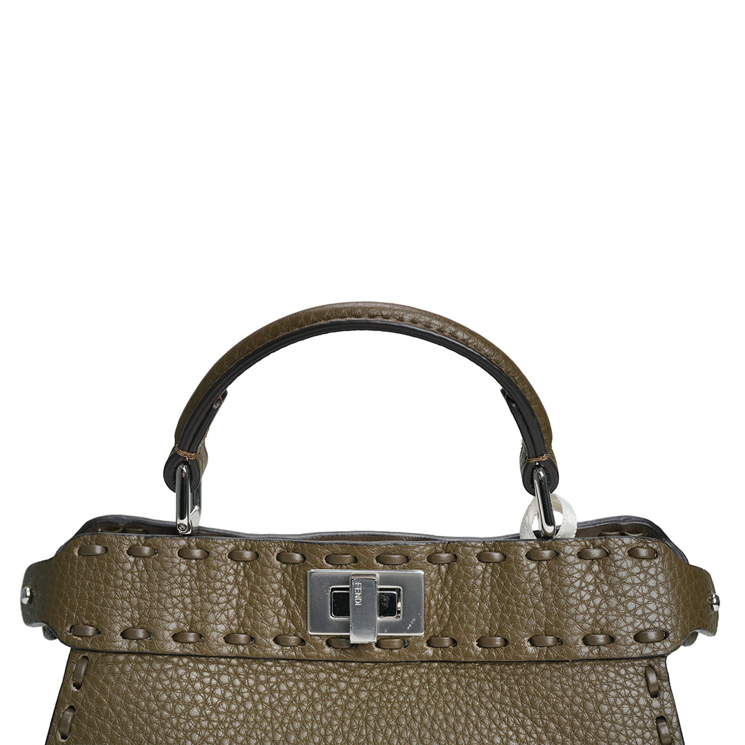 Peekaboo Selleria Petite Bag Grained Calfskin Dark Olive