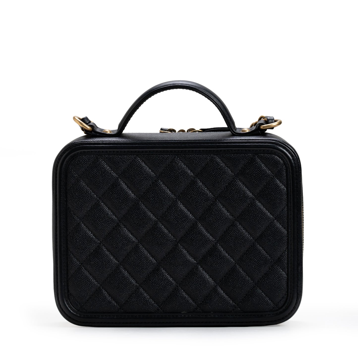CC Medium Filigree Vanity Case Quilted Caviar Black