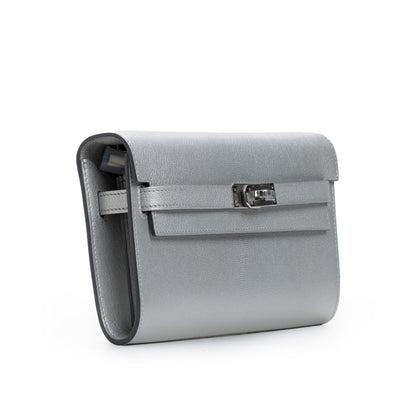 Kelly To Go Wallet Chèvre CHamkilight Argent Permabrass Hardware