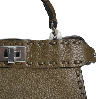 Peekaboo Selleria Petite Bag Grained Calfskin Dark Olive