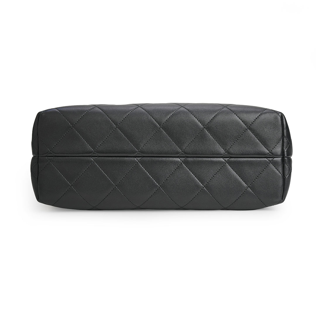 Chanel 25A Suede and Shiny Lambskin Beige and Black