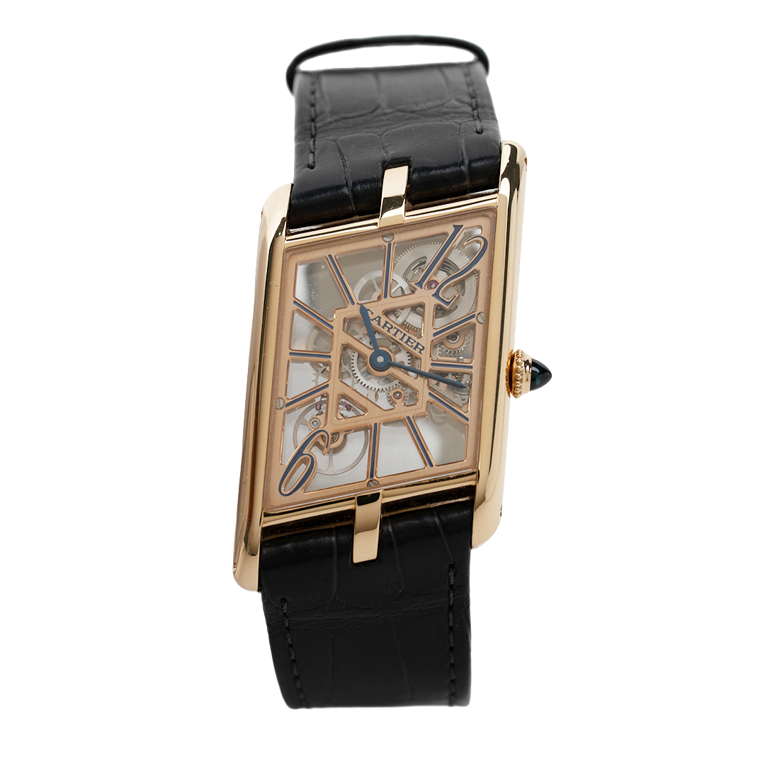 Tank Asymétrique Rose Gold 47MM Skeleton Dial