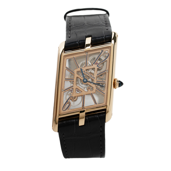 Tank Asymétrique Rose Gold 47MM Skeleton Dial