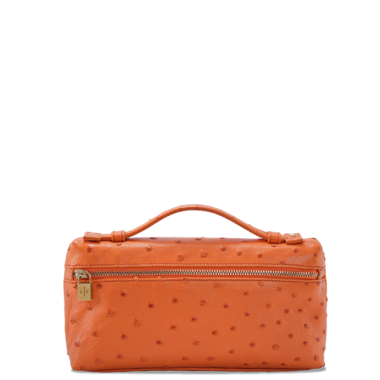Orange L19 Ostrich Leather Clutch