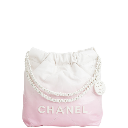 Chanel Mini 22 Bag Pink and White Ombre Calfskin White Hardware