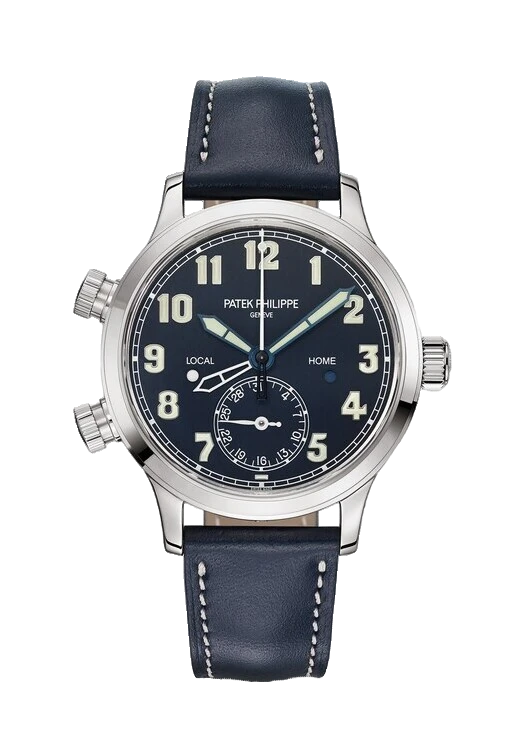 Calatrava Pilot Travel Time White Gold Blue Dial