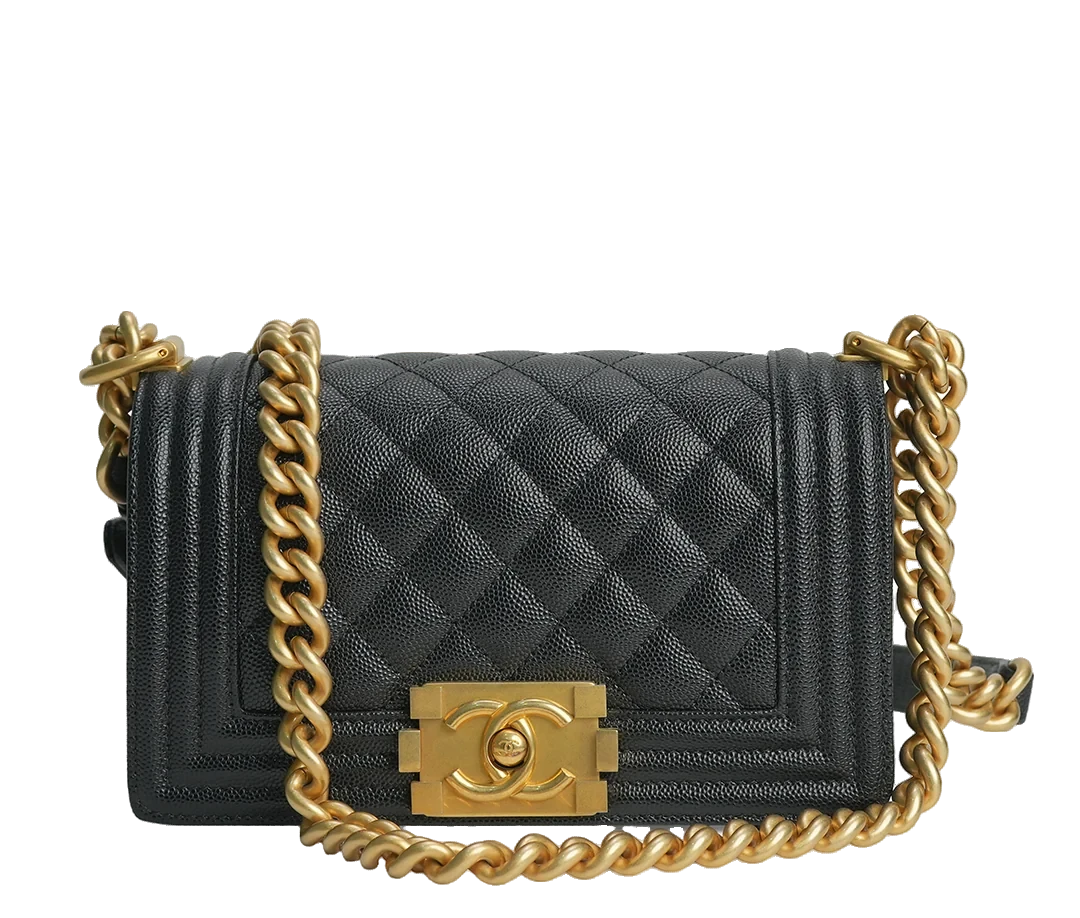 Boy Bag Mini Black Caviar Leather