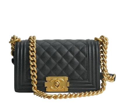 Boy Bag Mini Black Caviar Leather