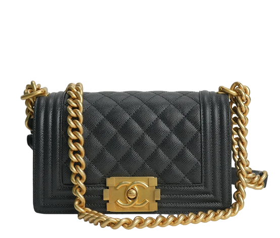 Boy Bag Mini Black Caviar Leather